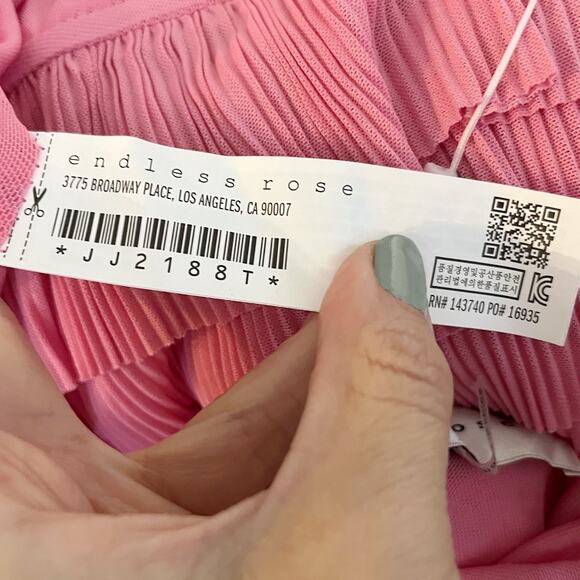 Endless Rose One Shoulder Mesh Tank Top Large Ruffle Cropped Coquette Pink - Picture 6 of 7